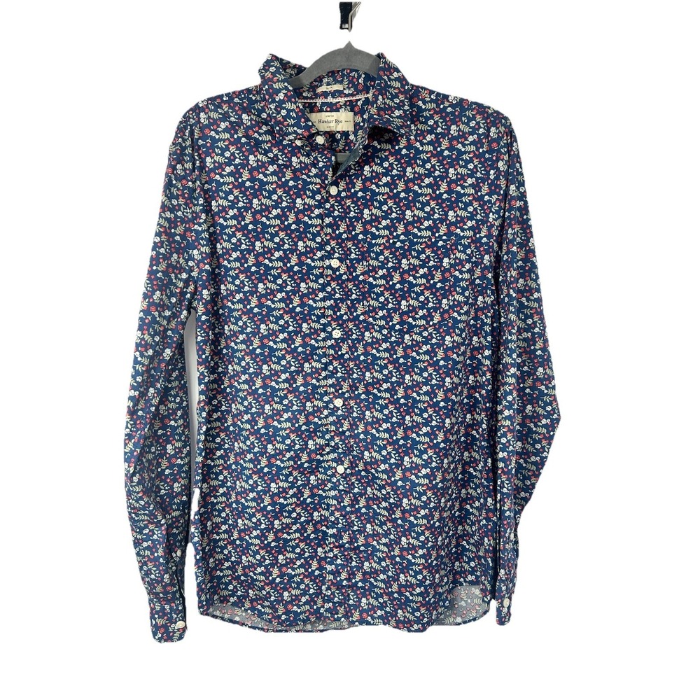 Hawker Rye Men's Slim Floral Shirt Size M Lightweight Stretchy Maximalist Modern